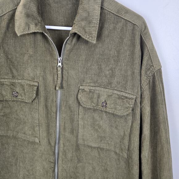 ASOS Mens Full Zip Skinny Corduroy XL TALL 44" LONG Taupe Green Gorpcore Rugged - Picture 2 of 5